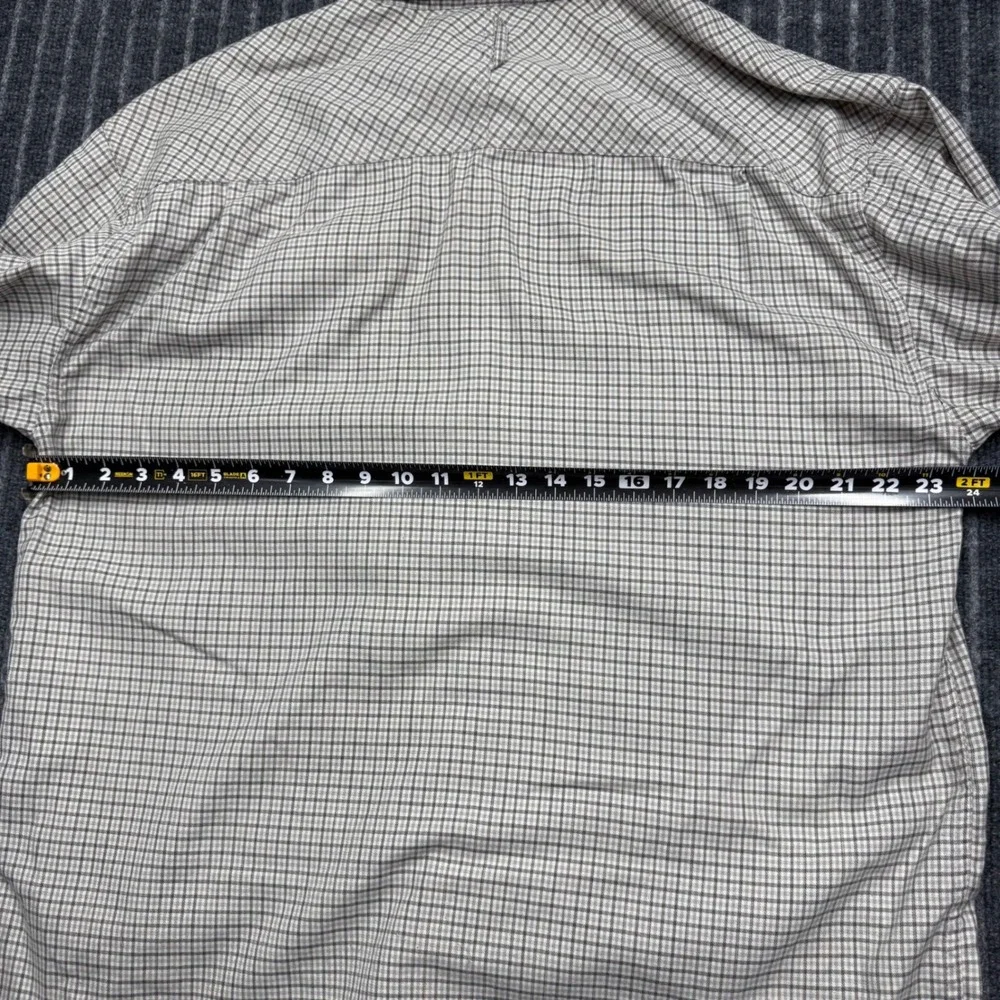 The North Face Button Down Shirt Large Gray Plaid Outdoor Hiking L/G (2178)